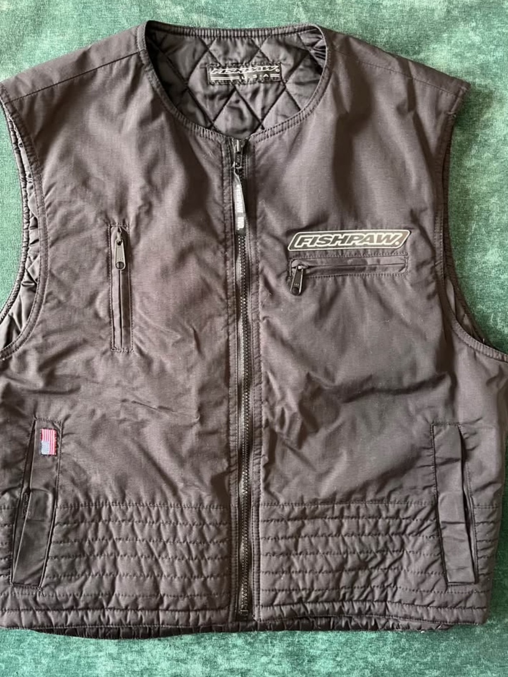 Fishpaw Quilted Black Utility Vest 1990’s
